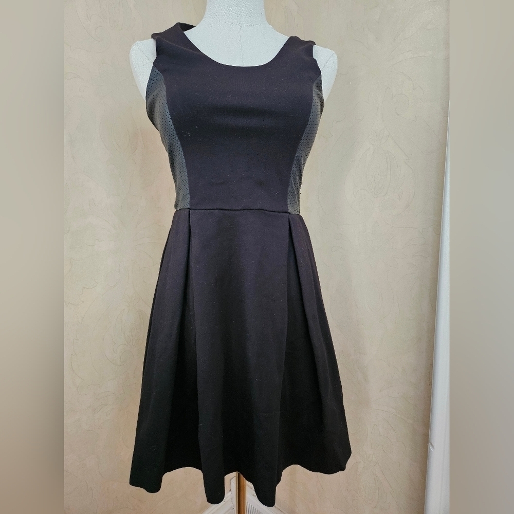 Parker Black Knit Lambskin Leather Sleeveless Dress-Size XSMALL